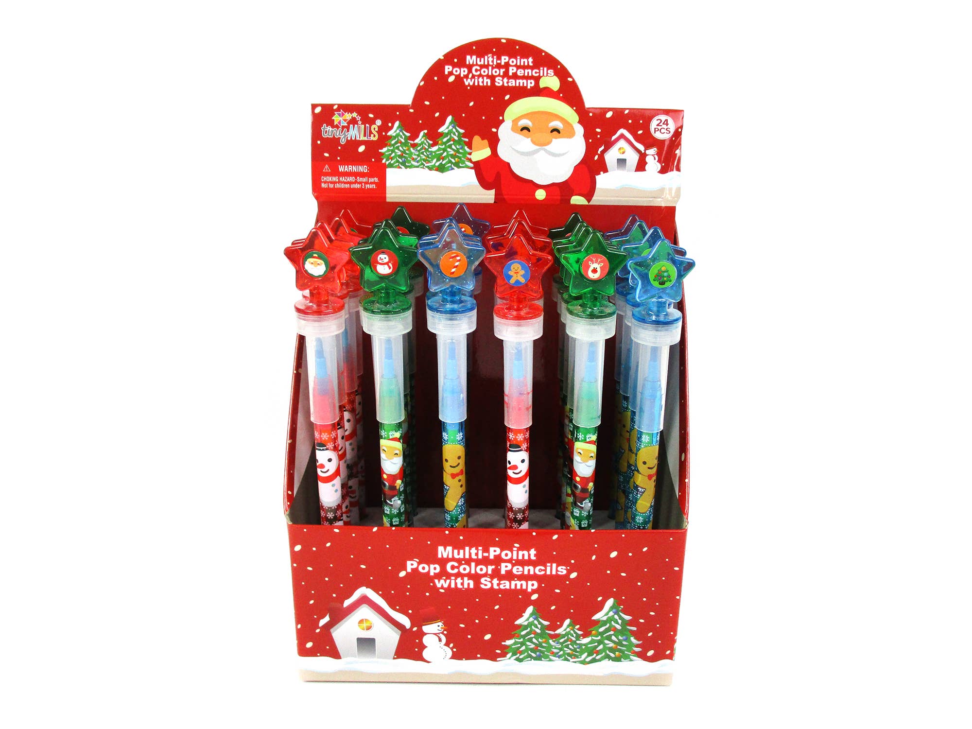 Tiny Mills - Wholesale Crayons – Child & baby - Christmas Stackable Crayon with Stamper Topper0