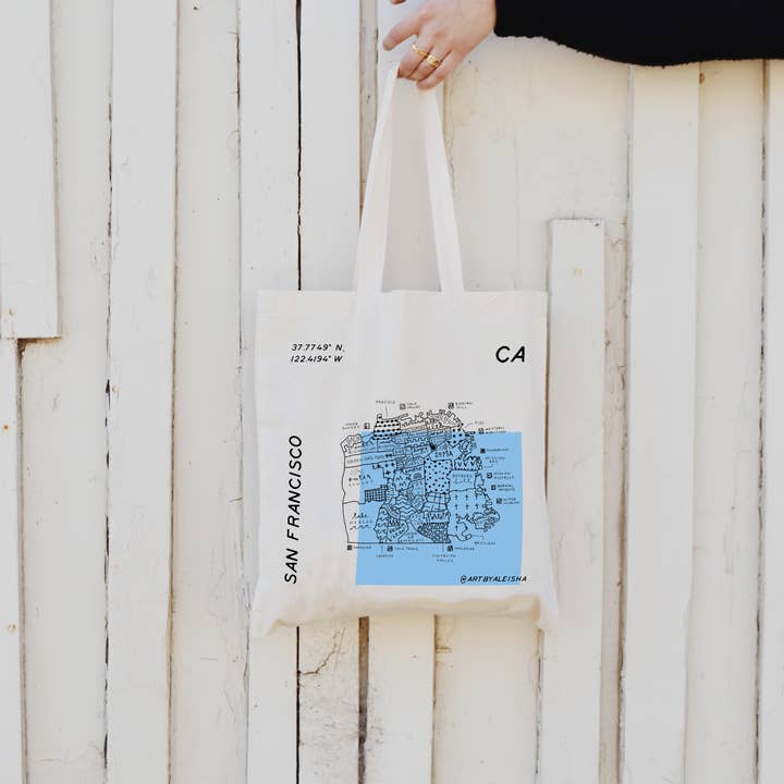 By Aleisha - Wholesale Tote Bag - Unisex - San Francisco Map Tote1