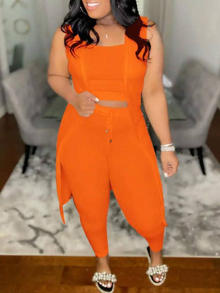 Fashion Combination - Wholesale Top & Pant Set (NOT Loungewear) - Women's - Solid Color Ribbed Knit Two-Piece Set for Women2