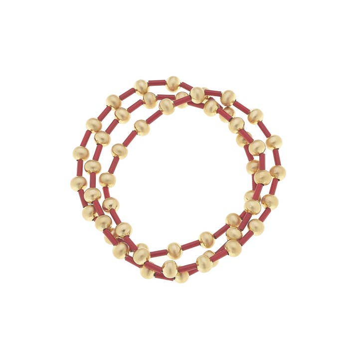 Canvas Style - Wholesale Beaded Bracelet - Talyah Enamel Beaded Stretch Bracelets (Set of 3)2