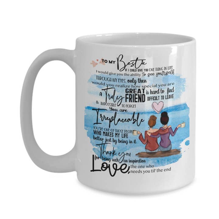 White To My Best Friend - Friendship Gift Mug 1 Black Bob 1 Brown for wholesale on Faire1