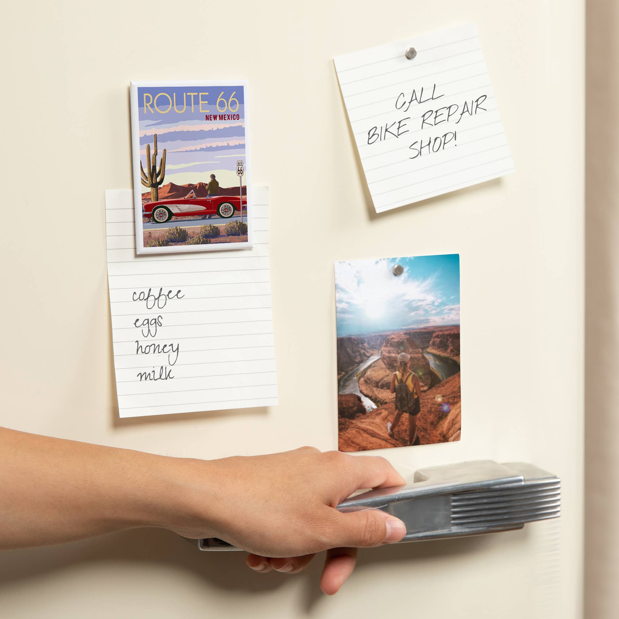 Lantern Press - Wholesale Magnet - MAGNET New Mexico Route 66 Classic Car Red Rocks1