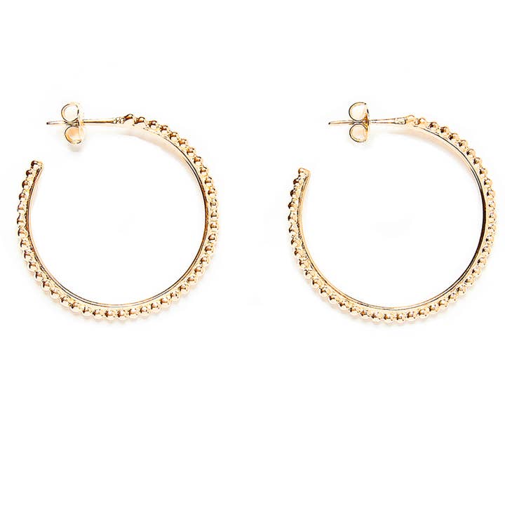 Orecchini a cerchio Pearl Line (3,5 cm) Vermeil per la vendita all'ingrosso da parte di Agnès de Verneuil