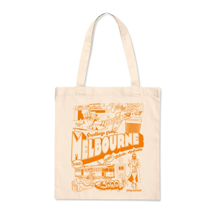 Melbourne Locals Printed Calico Tote Bag for wholesale by Happy Day People