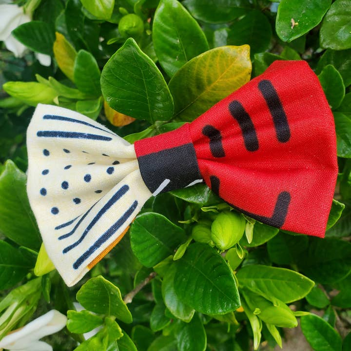 Red and Black Dog Bowtie - Adinkra Design for wholesale by Black Barks Pet Collective