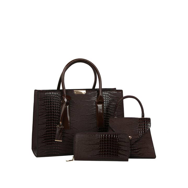 Krokodilstrukturierte Tote-Bag-Set für den Großhandel von Handbag Factory Corp