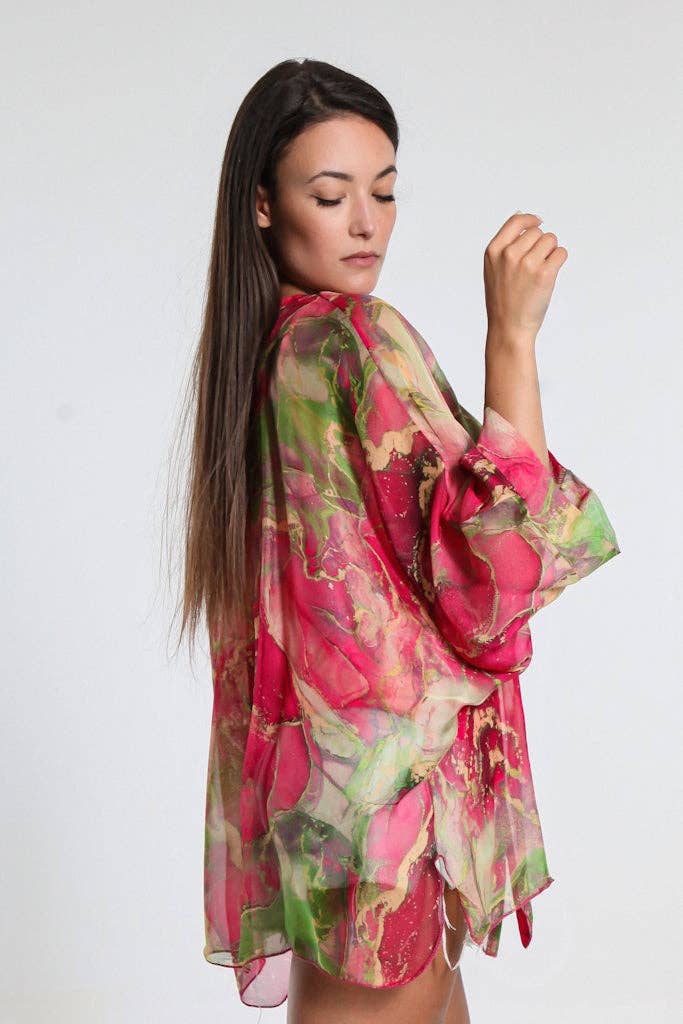 TINA Stephens Italy/Tees By Tina – Engroshandel Skjorte med buttondown – til kvinder – Rosana Marmor Silke Sheer Bluse m/Tank (BQ240M)19