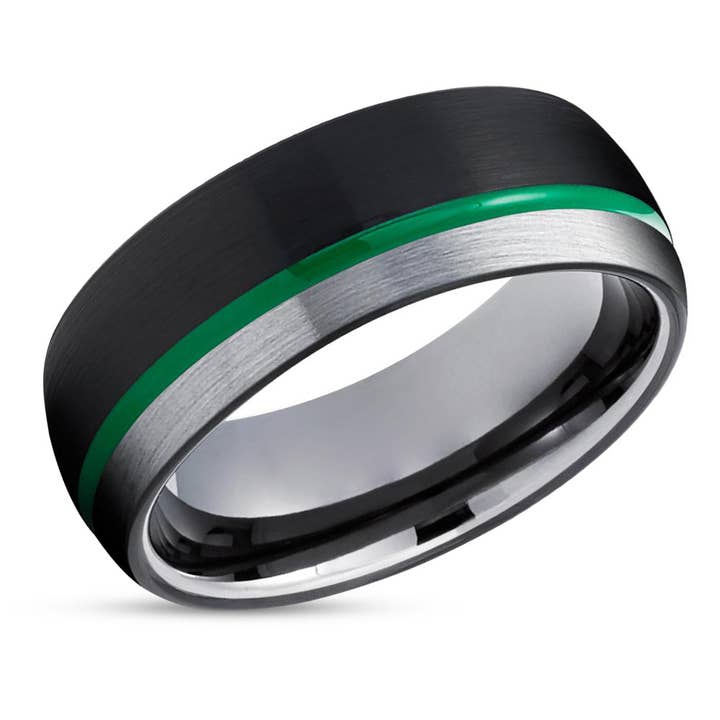 Gunmetal Tungsten Ring - Groene wolfraamring - Jubileumring - Groene trouwring - Penseel voor wholesale door Lucky Love Rings