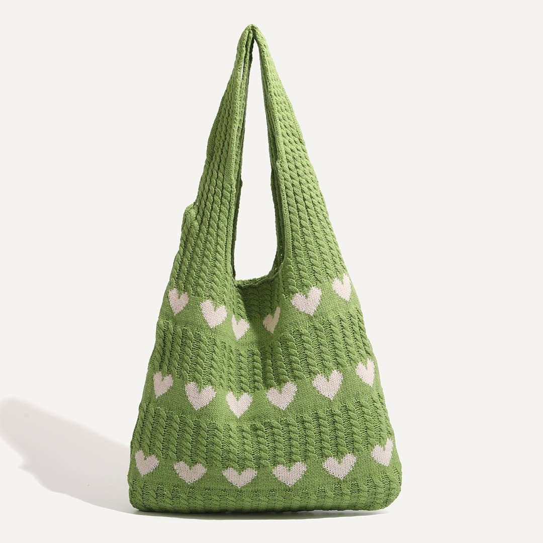 Little Trendy - Vente Tote bag – femme - Sac fourre-tout en crochet Love Heart Sac à bandoulière tissé à la main2