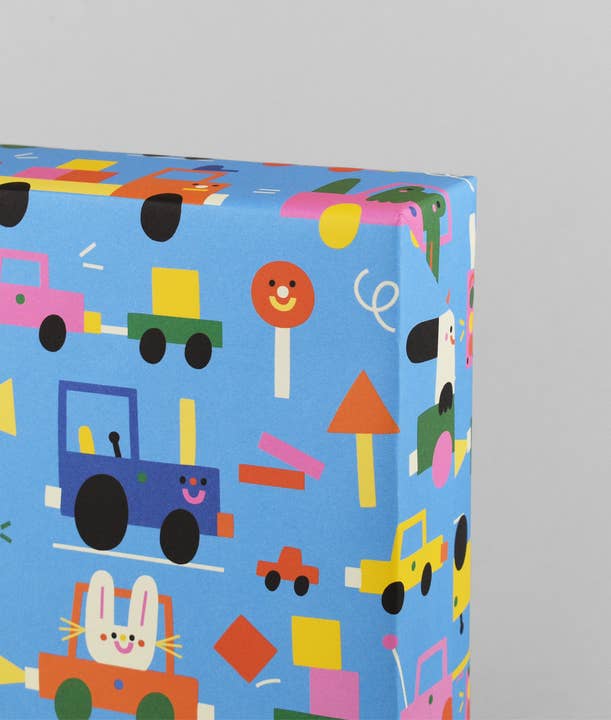 Wrap (US duties paid) - Wholesale Flat Wrap - Beep Beep Kids Gift Wrap2