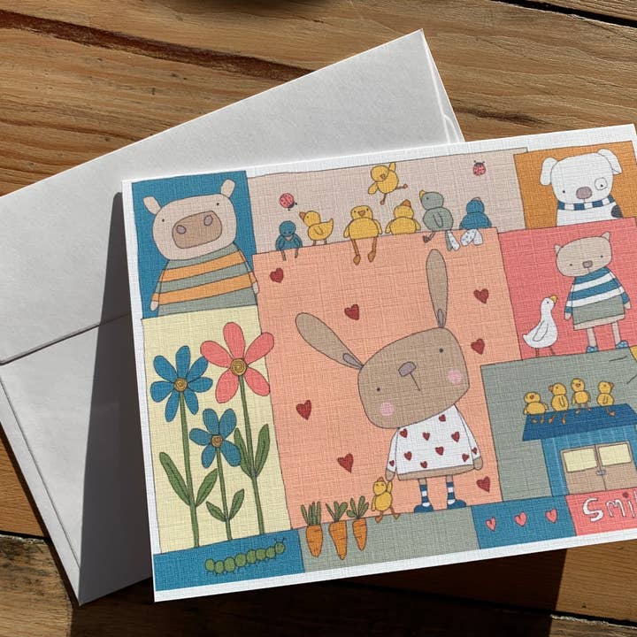 “Smile!” greeting card for wholesale by Elle Bee Art Studio