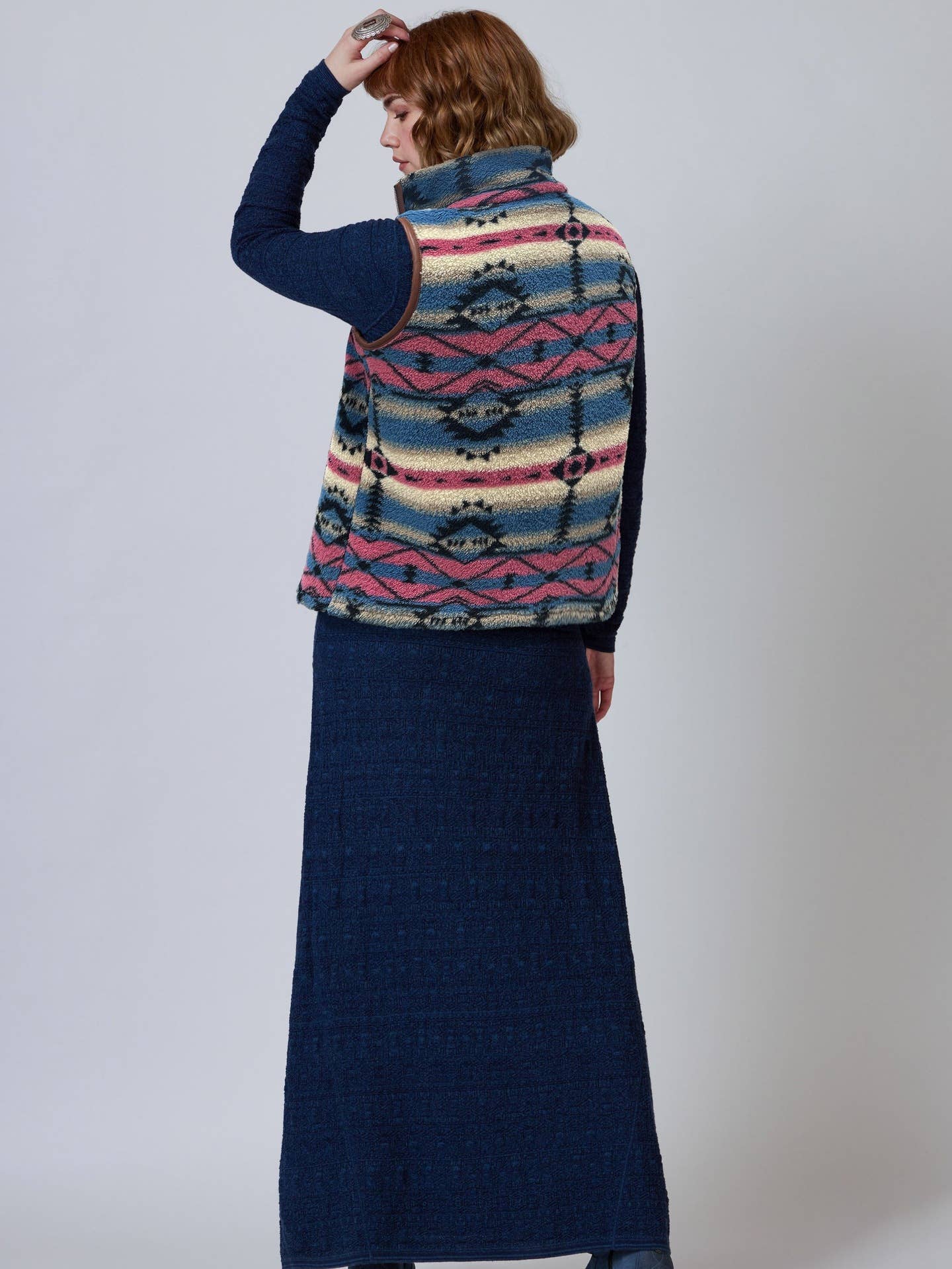 MULTICOLOR RESORT CHIC BOHEMIAN PATTERNED LEATHER VEST for wholesale on Faire3