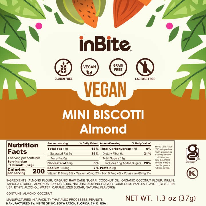 Inbite – wholesale Biscuit – Gluten Free Italian Biscotti Bites Almond (2oz)