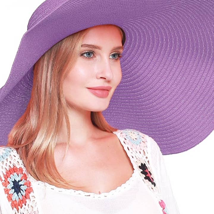 CHAPÉU DE SOL DE PALHA DE ALA LARGA E MOLE, H 3061 por atacado de JOIA ACCESSORIES