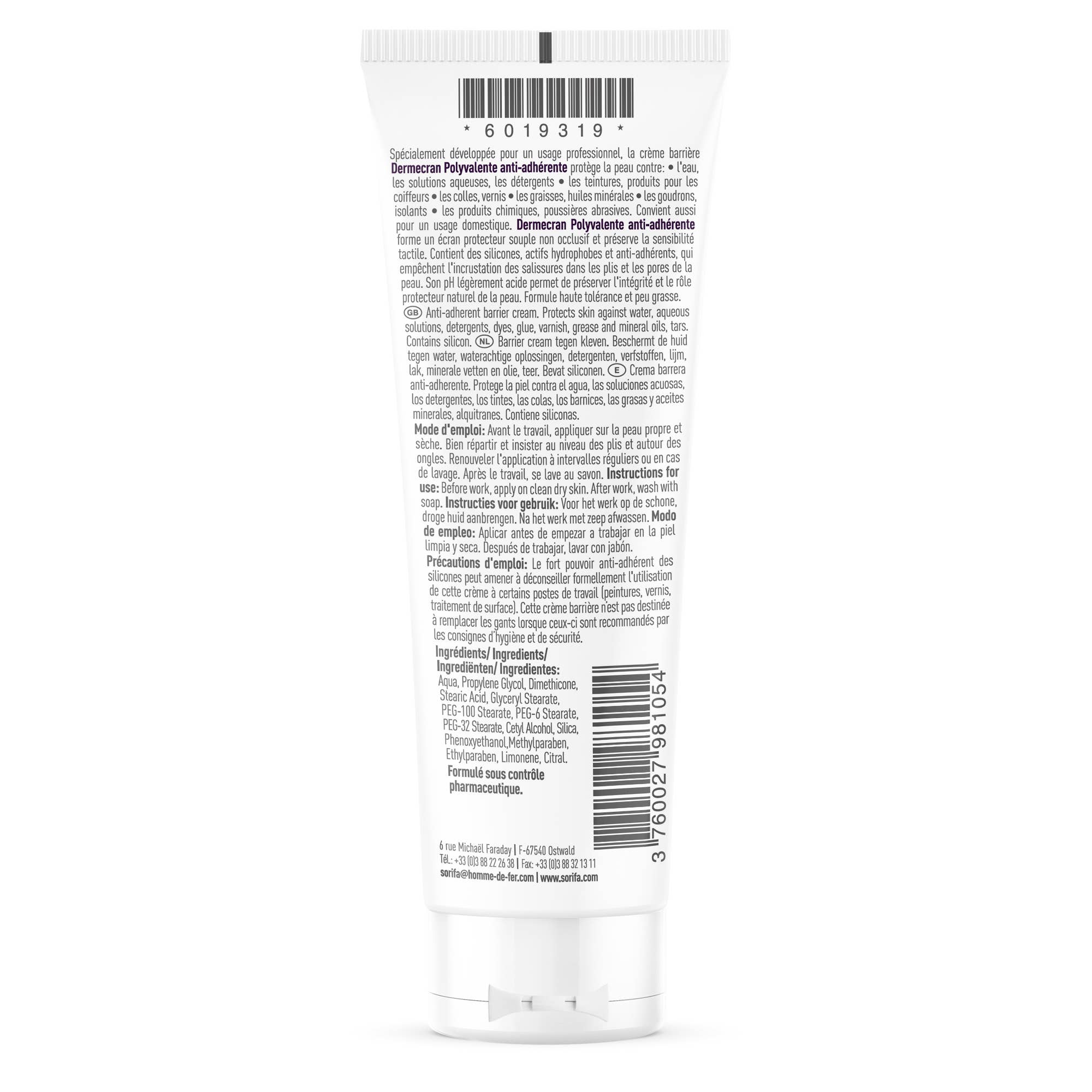Laboratoire de l'Homme de Fer - SORIFA - Wholesale Hand Cream/Lotion - Derm® ANTI-ADHERENT PROTECTION - 125 ml1