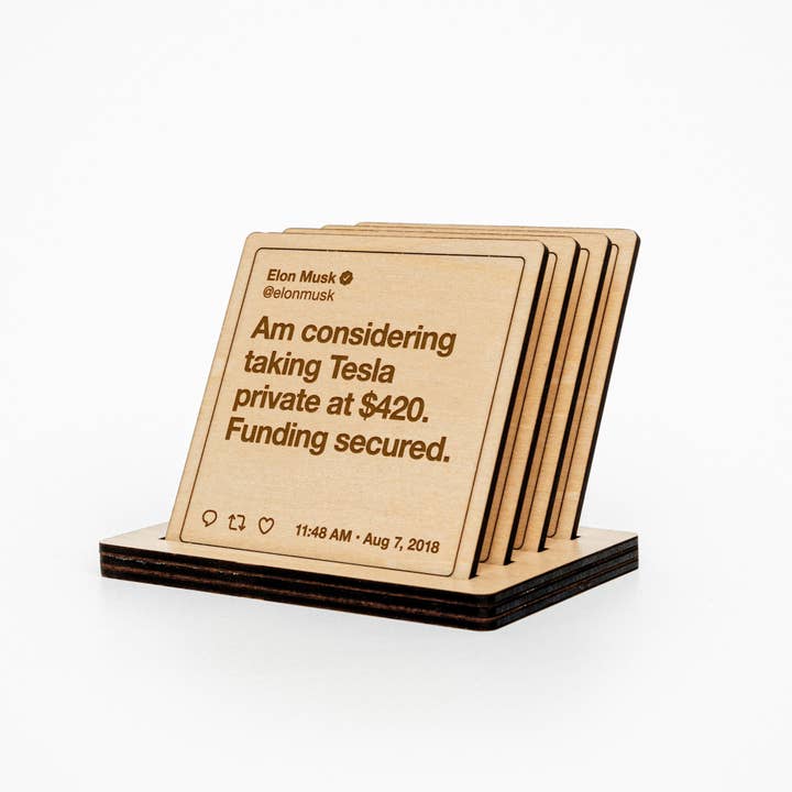 Elon Musk Coasters: Set #2 for wholesale by Laser Tweets