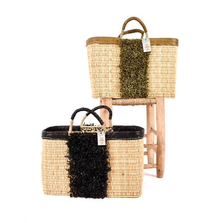 Saco de Praia de Palha de Ráfia - Mala Marroquina com Alças de Couro por atacado de King Of Handmade