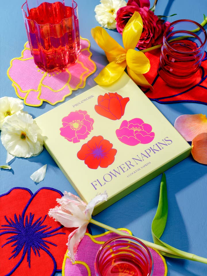 Piecework – Großhandel Papier- & Stoffserviette – Flower Cocktail-Servietten – Set mit 4 Stück1