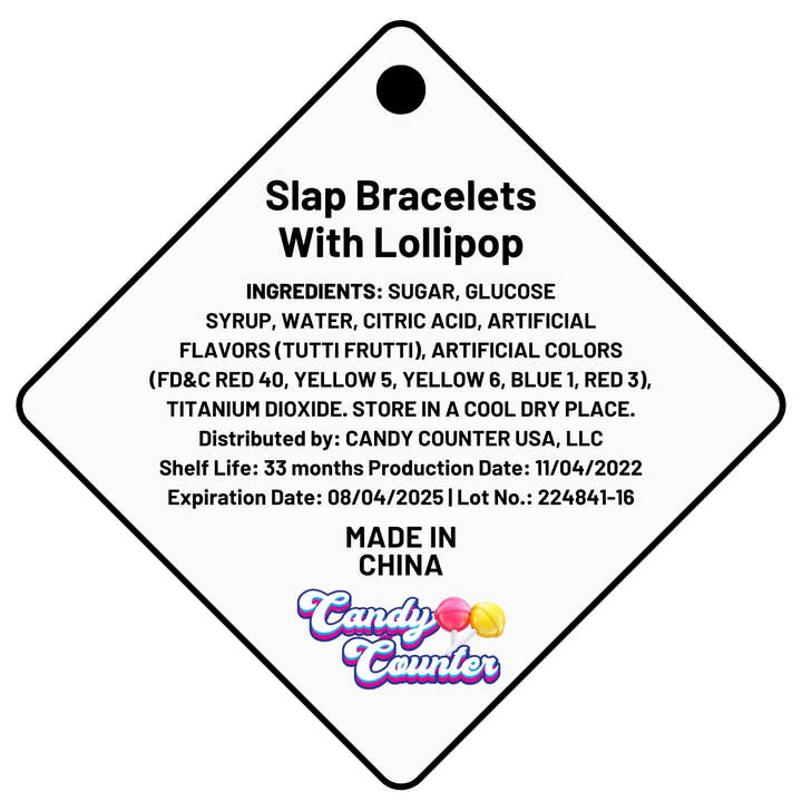 Dare Online LLC - Wholesale Lollipop - Lobster Slap Bracelet With Lollipop