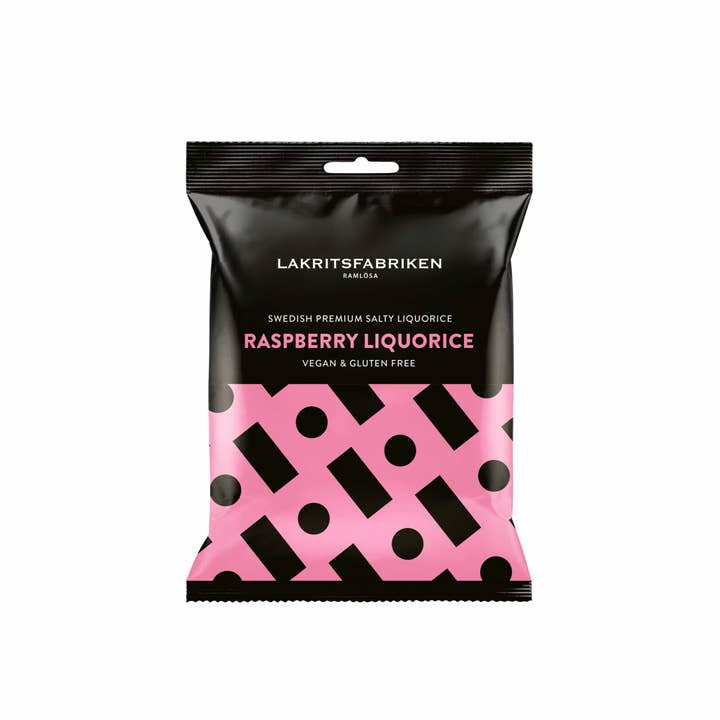 Sweetish- Swedish Candy Wholesale - Wholesale Licorice - Lakritsfabriken Salty Raspberry Licorice 100g Bag (July 25)