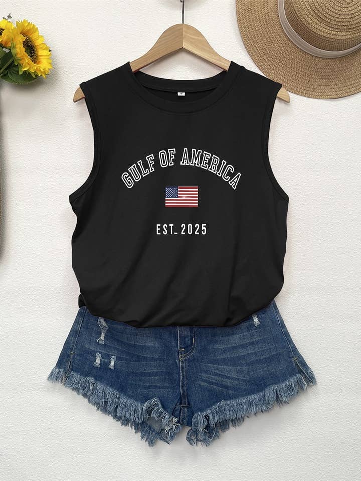UNISHE - Wholesale Tank Top - Women's - Gulf of America USA Flag Graphic Tank Top STC125B1-T3