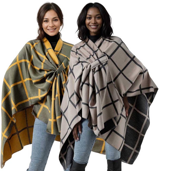 3919 - Reversible Sueded Window Pane Loop Shawls for wholesale by The Magic Scarf Company