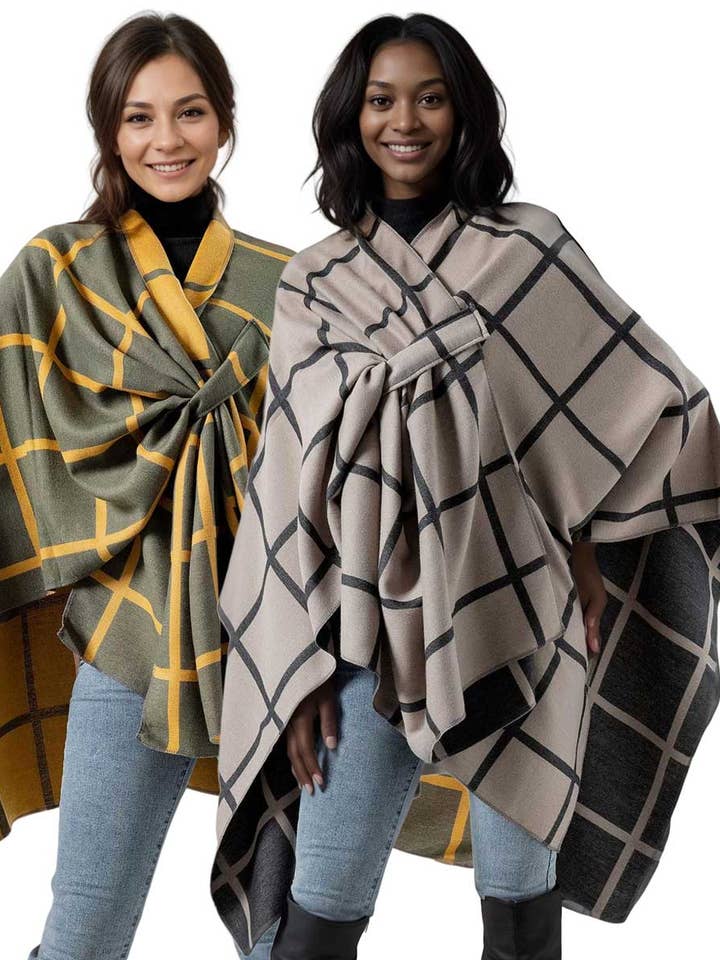 3919 - Sciarpe reversibili in tessuto scamosciato con motivo a quadri per la vendita all'ingrosso da parte di The Magic Scarf Company