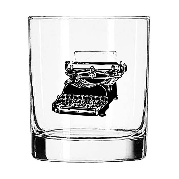 Vintage Typewriter 11oz Glass Tumbler for wholesale by Fly Paper Products