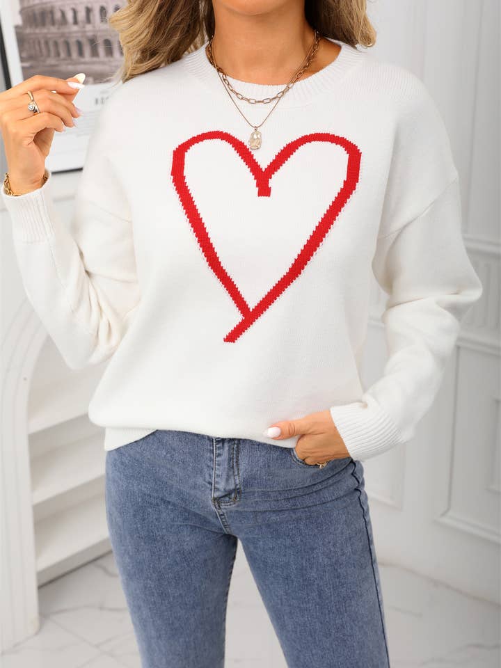 Hope & Sunshine - Wholesale Knit Sweater - Women's - Valentine's Heart Pullover Sweater65