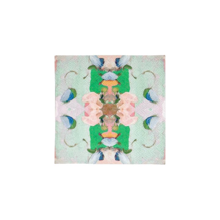 Laura Park Designs - Wholesale Disposable Napkin - Monet's Garden Green Cocktail Napkins2
