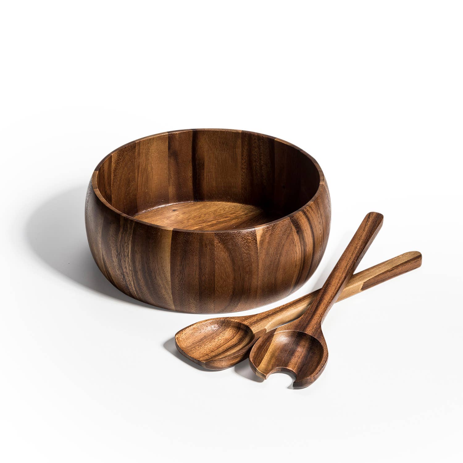 Kalmar Home - Wholesale Serve Bowl - Large Acacia Wood Serving/Salad Bowl with Utensils – 10"
