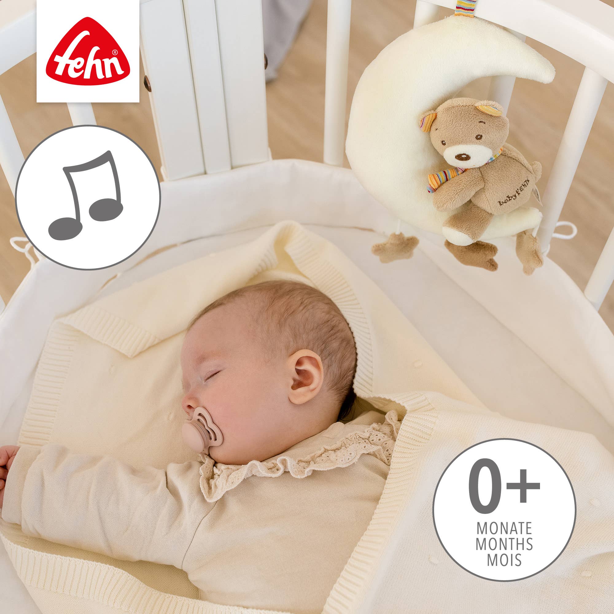 Fehn - Venta al por mayor Caja de música - Niños y bebés - Caja de música Teddy in the Moon, peluche y somnífero2