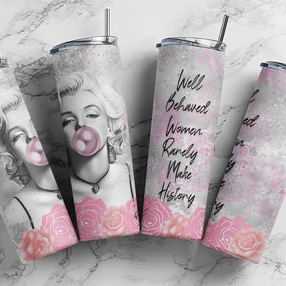 Well Behaved Woman Barely Make History Marlyn Monroe Tumbler for wholesale by Countryside Savage