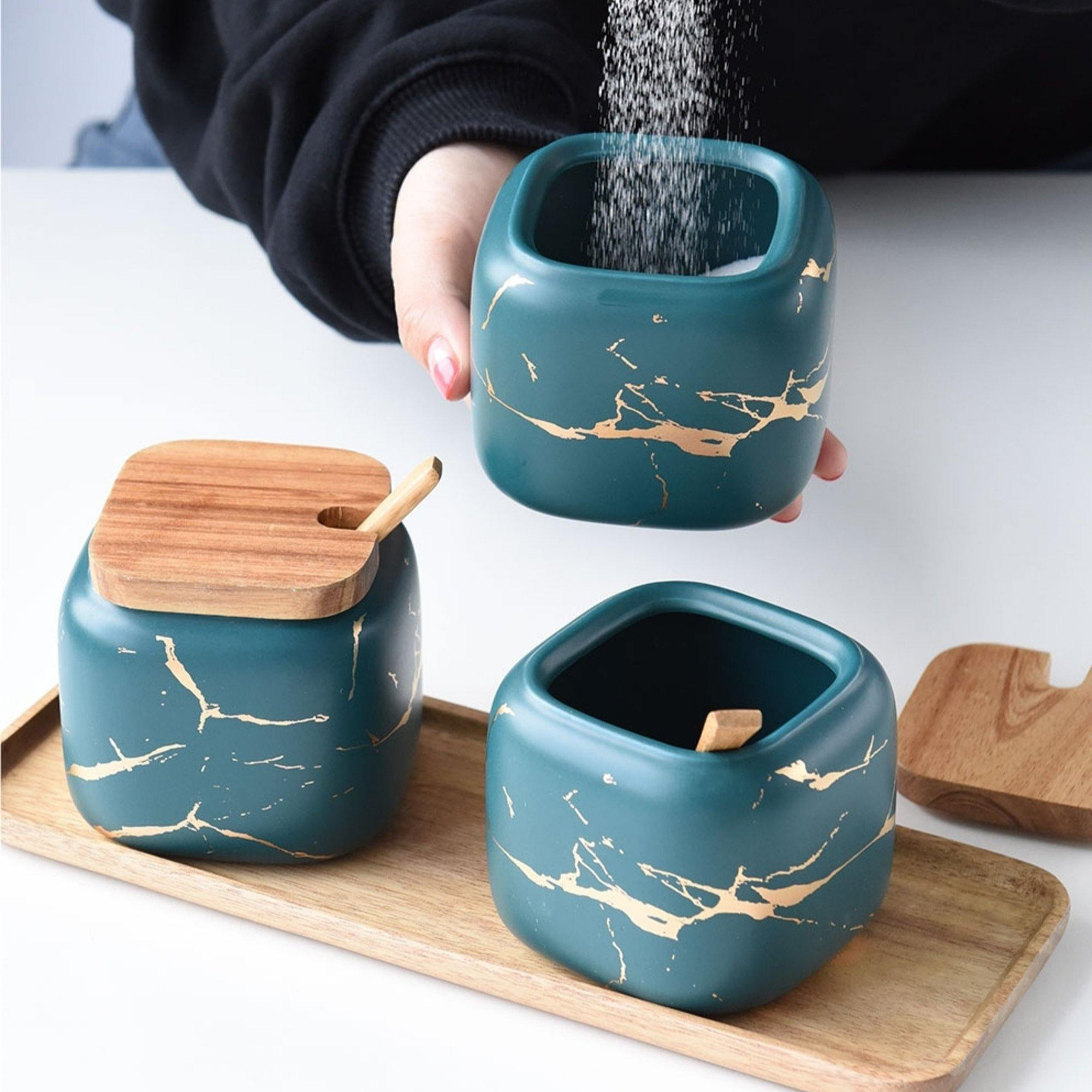 Homerely (We Cover All Import Duties) – wholesale Jar – Marble Porcelain Kitchen Seasoning Set7