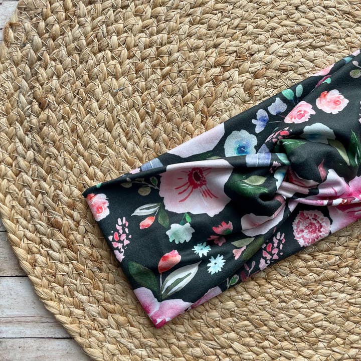 Designs by Rachel Joy - Wholesale Fashion Headband - Women's - Tiger Lily Charcoal Knit Twist Headband0