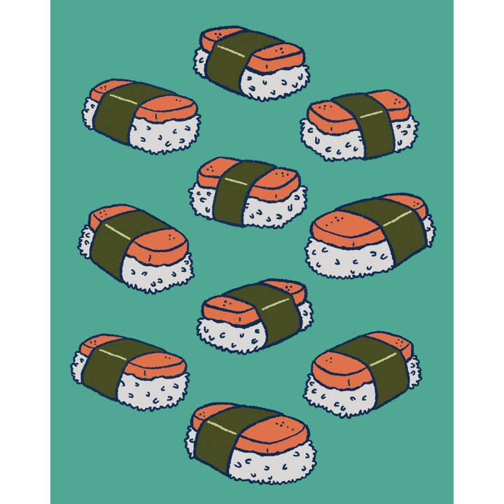 Impression artistique Musubi Sushi 8 x 10 pour la vente par Carabara Designs