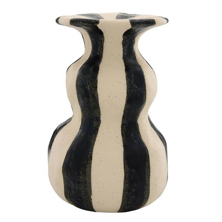 Black Striped Ceramic Candle Holder - Large for wholesale by 47th & Main (Creative Brands)