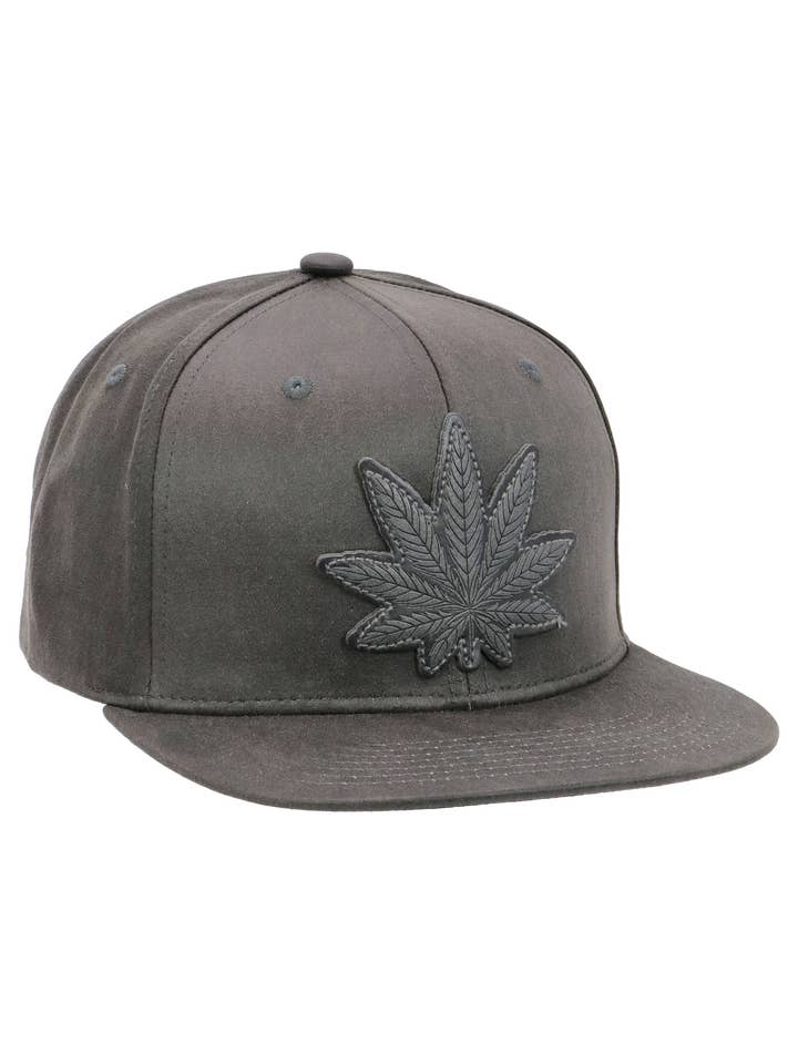 Marijuana Oiled Vegan Leather Flat Brim Cap for wholesale by Cap Zone