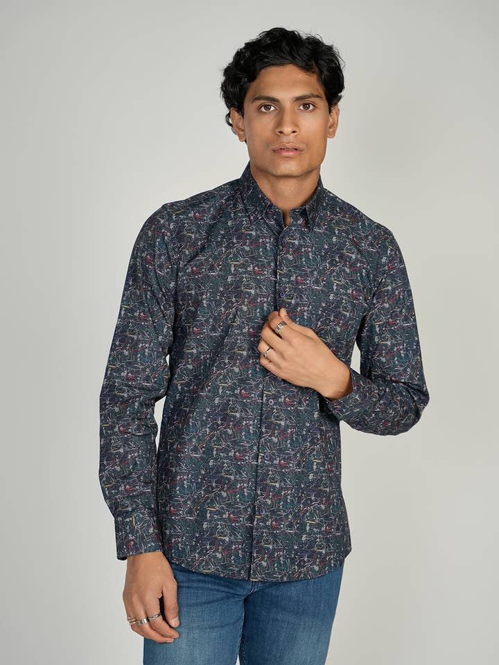 LEO Navy Shark King Baumwollhemd für den Großhandel von Luchiano Visconti