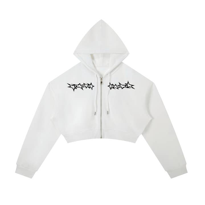 Divine Intervention Cropped Zip-Up Hoodie for wholesale by DIVINI