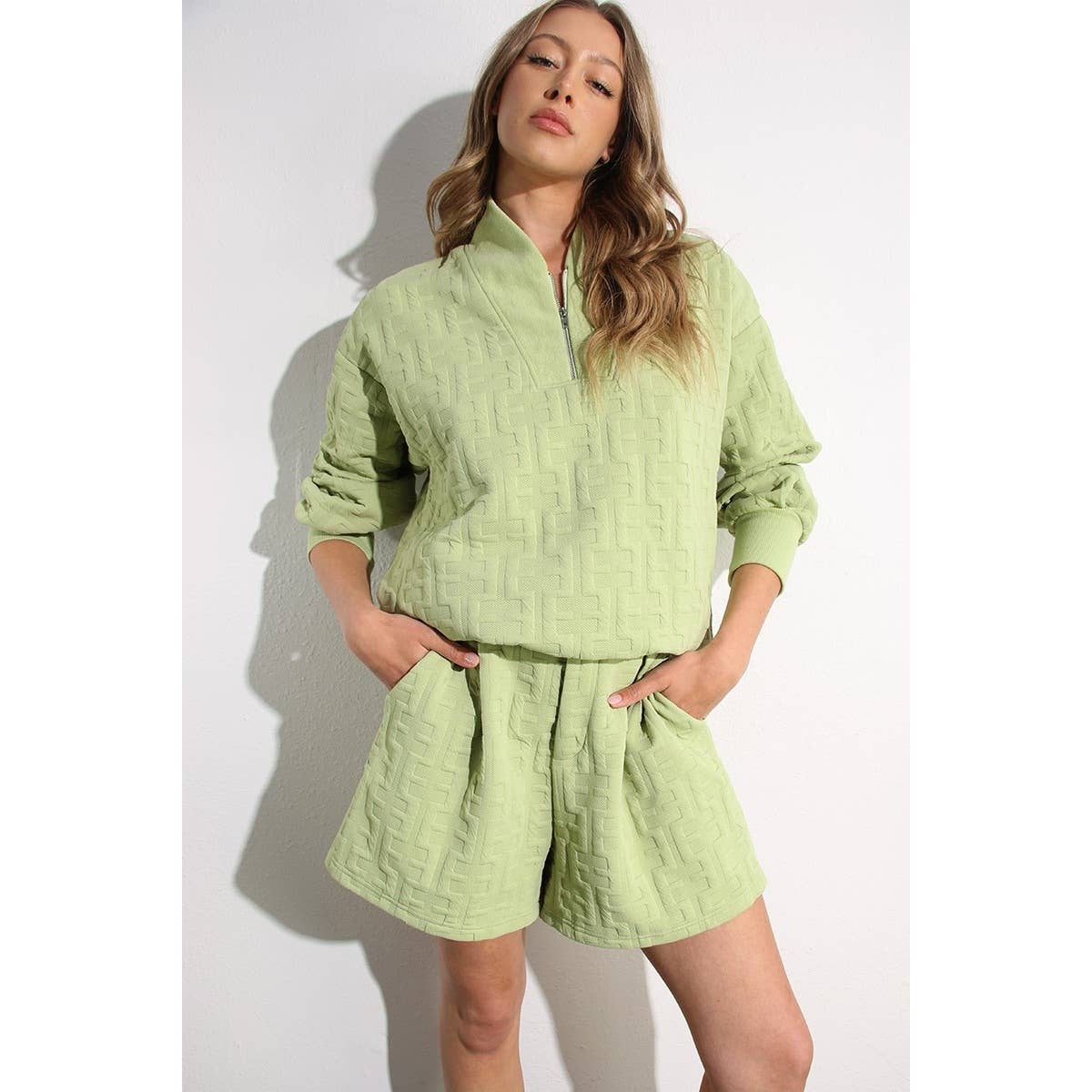 Mulla - Wholesale Top & Short Set (NOT Loungewear) - Women's - Textured Beige Lounge Set11