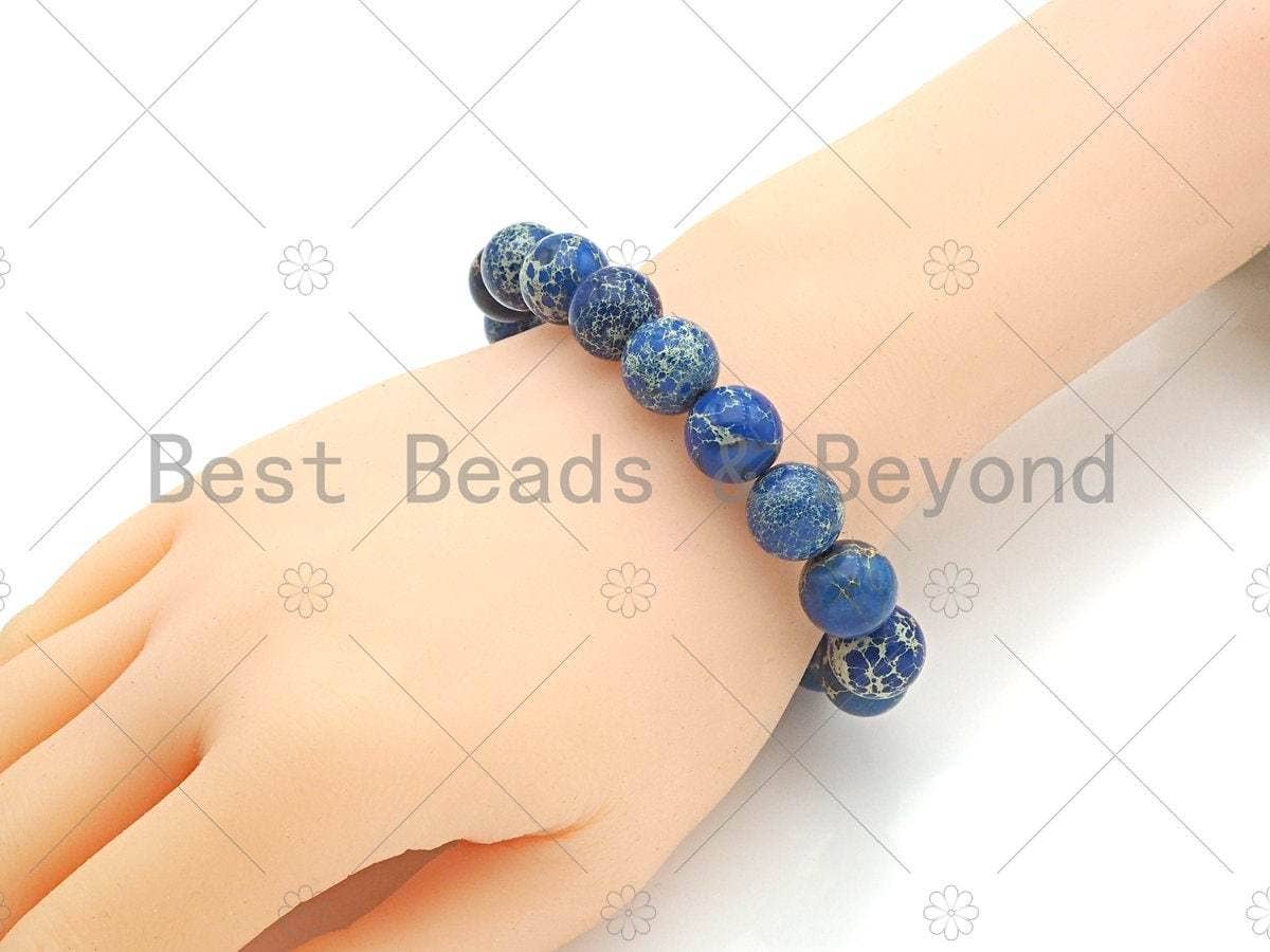 BestBeads&Beyond – Großhandel Perlenarmband – Blue Imperial Jasper dehnbares Armband, Art.-Nr. #EF333