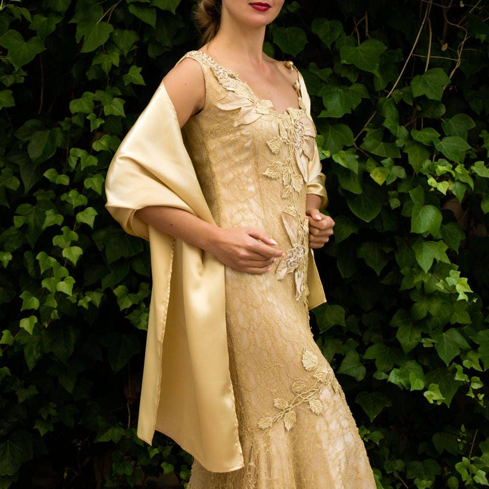 BridalSpain - Wholesale Wrap - Women's - Gold Satin Scarf Wrap Shawl for Weddings and Prom1