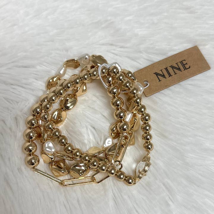 MiMi Wholesale - Vente Parures de bijoux - Bracelet de parure de bijoux en perles métalliques Dorianne