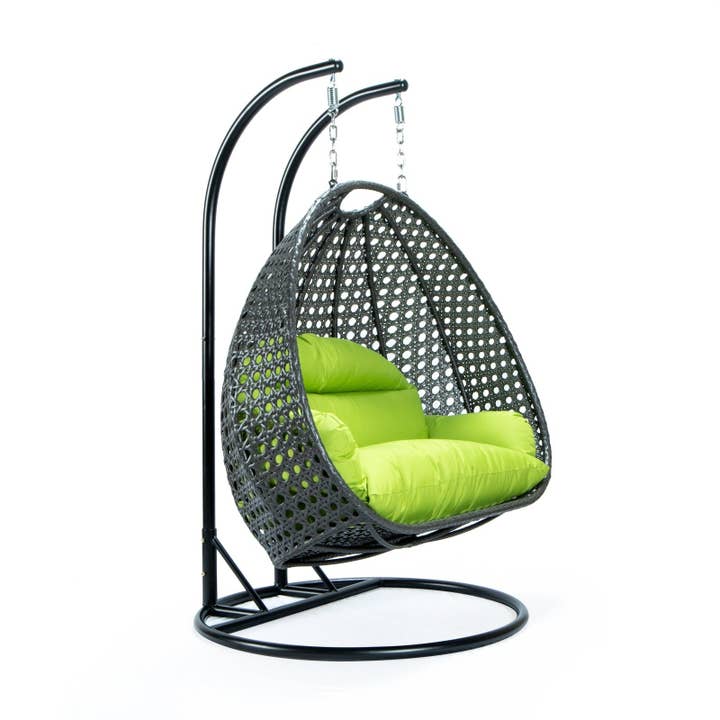 LeisureMod - Wholesale Egg Chair - Modern Charcoal Wicker Hanging Double Seater Egg Swing Chair77