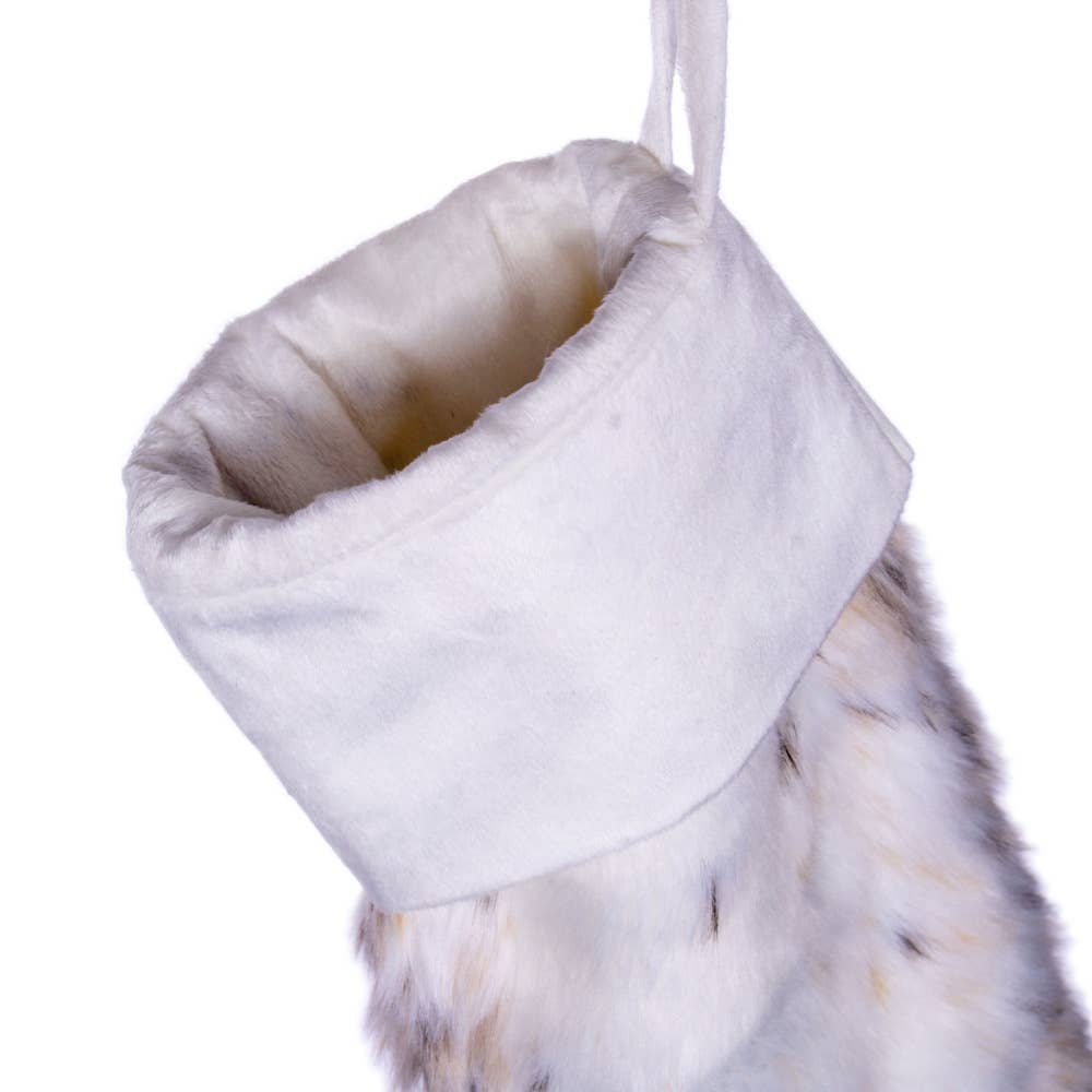 White Vickerman 20"x8" Snow Lynx Faux Fur Stocking for wholesale on Faire1