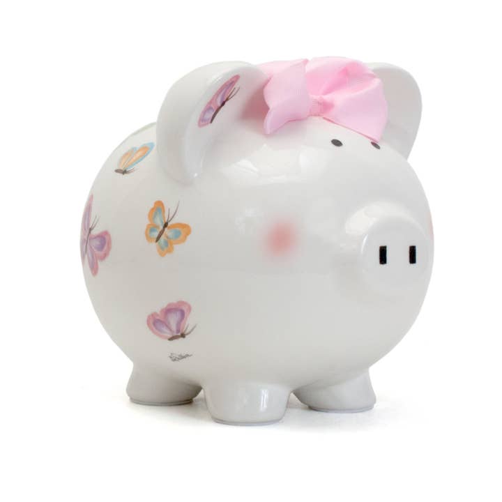 Petite Papillon Ceramic Piggy Bank for wholesale by Child To Cherish®