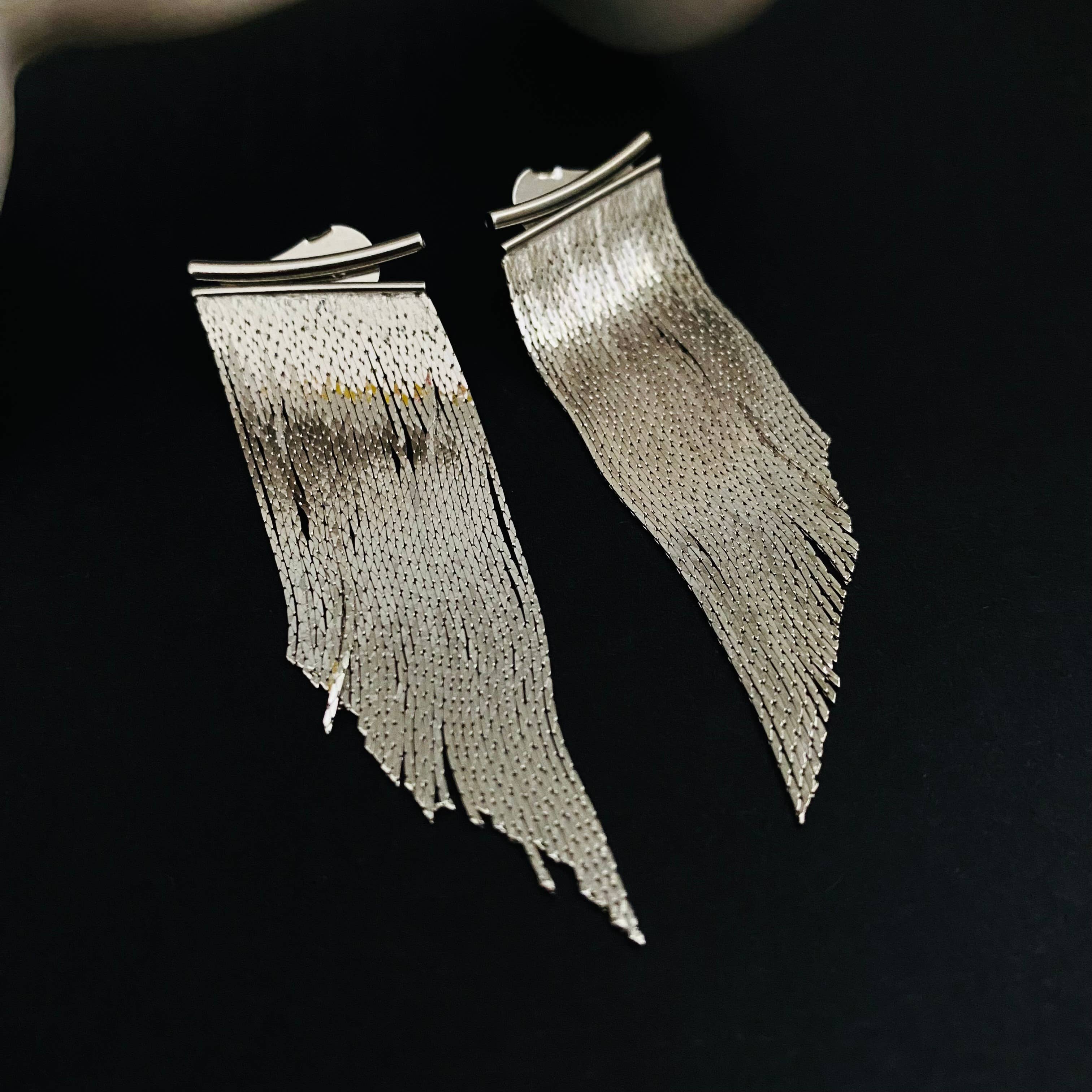 Housegoldjewelry - Vendita all'ingrosso Orecchini con nappe - Orecchini a nappa in argento, orecchini a cascata, orecchini con frange,6