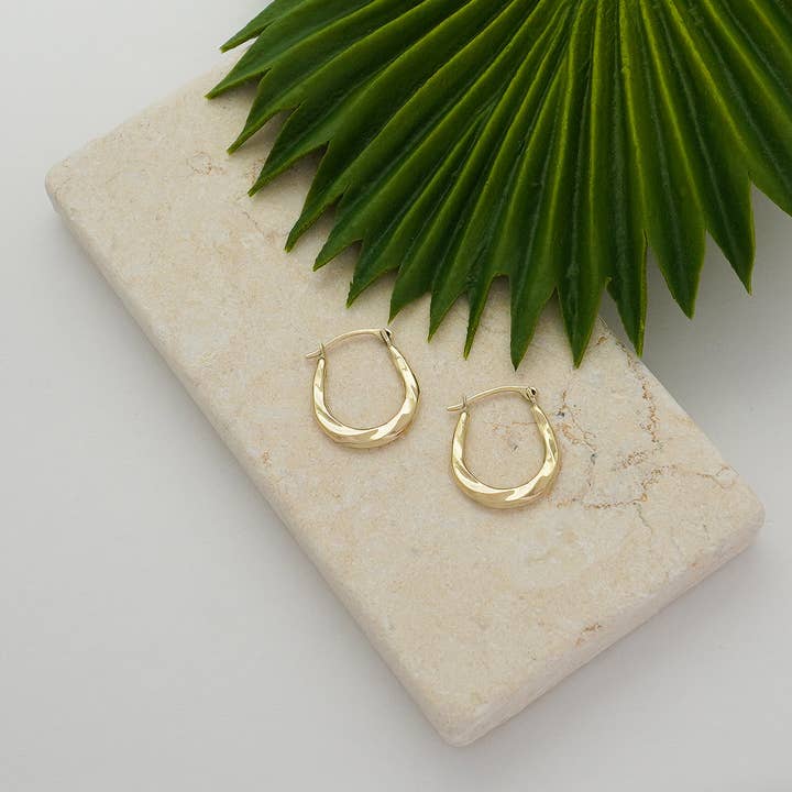 Pori Jewelry - Wholesale Hoop Earrings - Solid Gold Twist Design Oval Shape Hoop Earrings