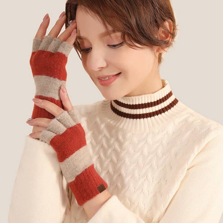 FASHIONABLE KNITTED WARM FLAP HALF-FINGER GLOVES_CWAG0379 for wholesale by ACCITY